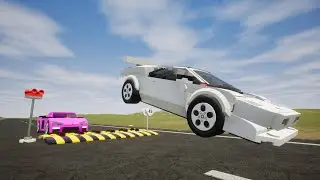 High Speed Lego Speedbump Pileup Crashes | Brick Rigs