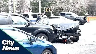 Suspect arrested after single car involved in 8 collisions in Mississauga
