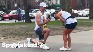 Man pops question at the iconic finish line of the Boston Marathon | Humankind