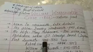 WILLIAM WORDSWORTH English literature notes