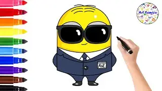 How To Draw Minion AVL Agent 🕶️ Despicable Me | Drawing Easy Step by Step | Art Famiya