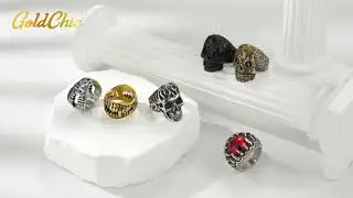 GOLDCHIC JEWELRY Stainless Steel Two Tone Men Biker Ring Halloween Jewelry
