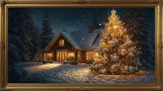 Christmas Tree Cabin Frame TV Art 4K Vintage Christmas Screensaver with Frame | Framed oil painting