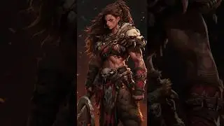 Diablo 4 Female Barbarian Concept Ai Art (midjourney v5, niji 5) #shorts