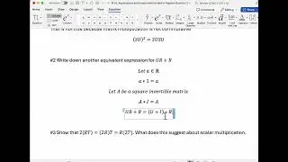 3 Very Simple Problems Matrix Algebra