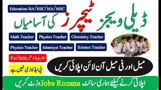 Daily Wages Teachers Jobs 2020 | Latest Advertisement For Male & Female | Download Application Form