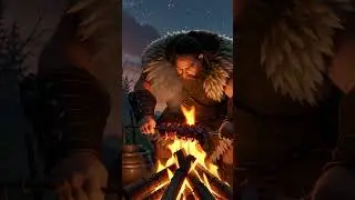 Viking grilling the food . #viking