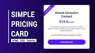 Simple Pricing Card in HTML & CSS || Simple Product Card || CSS Project For Beginners