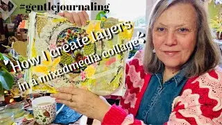 create layers mixedmedia collage art journal page #gentlejournaling