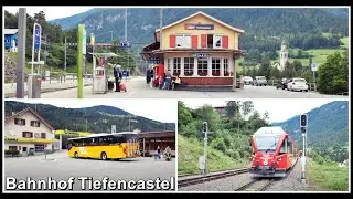 Rhätische Bahn / RhB Bahnhof Tiefencastel, Kanton Graubünden, Schweiz 2021