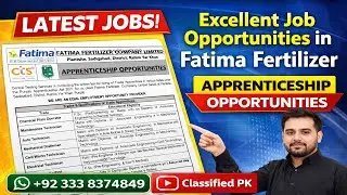 Excellent Job Opportunities in Fatima Fertilizer | Apprenticeship Jobs 2026 | Classified PK