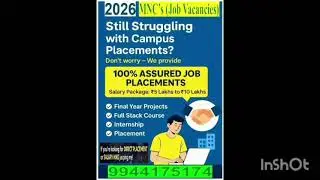 MNC நிறுவனங்களில் 2026 MNC வேலைவாய்ப்பு அறிவிப்பு:  Full Stack Course & Internship*