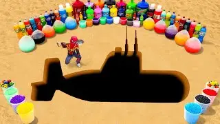 Big Toothpaste Eruption made from Submarine hole, Coca Cola, Giant Mtn Dew, Balloons Fanta vs Mentos