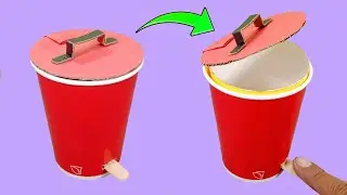 Easy Mini Dustbin | How To Make Dustbin With Paper Cups | DIY Dustbin Automatic Finger Press
