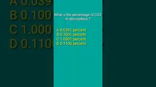 What is the percentage of CO2 in atmosphere ? | Environmental Science Questions | #Shorts