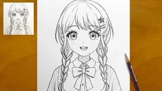 Нарисуйте аниме-девушку с косичками ✍️ | Урок рисования карандашом