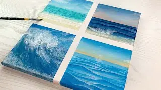 FOUR EASY WAVES PAINTING TECHNIQUE with acrylic 🌊