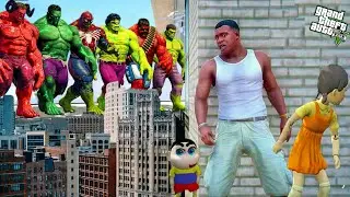 Franklin and Shinchan & Pinchan play HIDE AND KILL with Squid Game Doll In GTA 5