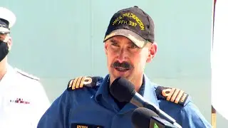 HMCS Fredericton commanding officer addresses crew upon return to Canada