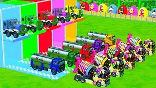 Garage with Colors - ALL MIXER TRUCK WITH DOUBLE FLATBED TRAILER TRUCK, IVECO, VOLVO, PETERBILT FS22