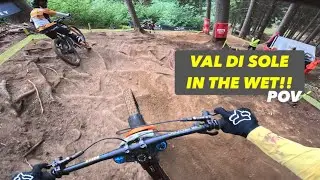 Val Di Sole first run in the wet! World Cup practice POV!! (Struggle bus)