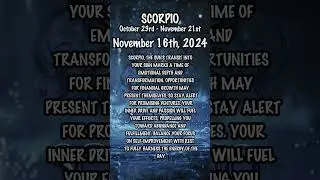 November 16th, 2024 #scorpiohoroscope #dailyhoroscope #dailyastrologyhoroscope #zodiac #scorpio