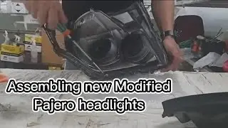 Assembling new modified pajero headlights...