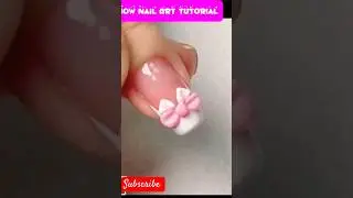 Nail Art White french with pink Bow Design  #nailsart  ##bownails #tutorial #nail #beauty #shorts