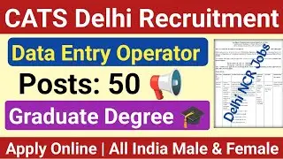 Delhi NCR Jobs 📢 CATS Delhi Recruitment 2026 | Data Entry Operator Jobs in Delhi NCR 