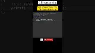 C Programming|Temperature Conversion Fahrenheit to Celcius#cprogramming #programming #coding #shorts