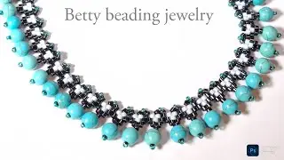 easy to make beaded necklace with crystal of stone .beading tutorial