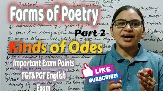 Ode || Pindaric ode|| Horatian |Regular|Irregular Odes||TGT/PGT English literature 🎯 I #exampoints