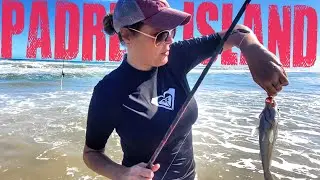 Whiting Fish Fishing on a Texas Beach! 4k Beach Fishing