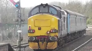 DRS Class 37 No 37423 thrashes out of Wigton, Cumbria - 2C33 Carlisle to Barrow - 9th April 2016