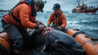 Experience the High-Stakes Rescue of a Stranded Whale Calf in a Violent Storm