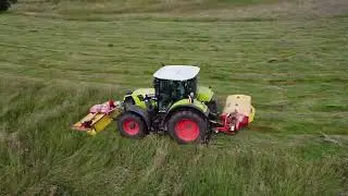 1. Schnitt 2022 Claas Arion 550 mit Fella Mähwerkskombination | Heu machen | Mähen | Heu