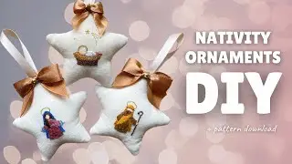 Mini Nativity Stars Christmas Ornaments DIY Tutorial + Pattern Download