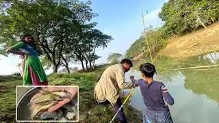 নদী থেকে বরশি দিয়ে কি কি মাছ ধরলো চলুন দেখি | TheVillageBoy Vlogs Fishing 