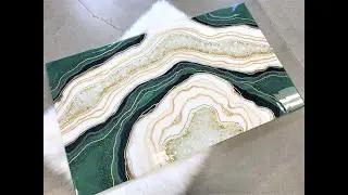 Making a large emerald green resin geode wall art- Short