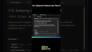 Leetcode 713. Subarray Product Less Than K #shorts #python #leetcodechallenge #coding #datastructure