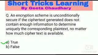 Mcqs on cryptography I part-2 |computer network security | best questions on Cryptography by geeta