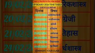 Up board class 12th exam time table 2026 #upboard #timetable #exam