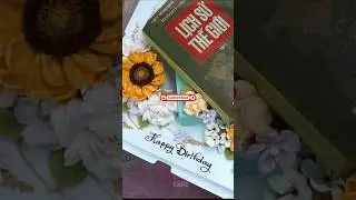 Elegant Handmade Cream Flowers on Book-Shaped Cake