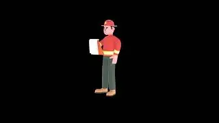 3D Cartoon Firefighter Turntable | Serious Fireman Holding Towels