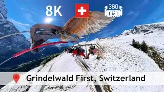 Flying Over The Swiss Alps, Snowy Grindelwald | 360 Video 8K | Virtual Travel Switzerland