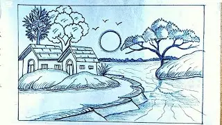 How to make a beautiful village scenery is drawing  