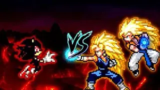 SONIC DARK FLEETWAY V4 OP VS GOGETA SSJ3 V3 OP & VEGITO SSJ3 V3 OP in Mugen