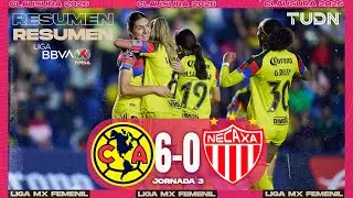 Resumen y goles - América 6-0 Necaxa | Liga MX Femenil - J3 CL2026 | TUDN