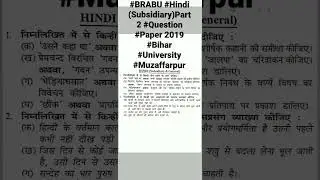 #BRABU #Hindi (Subsidiary) Part 2 #Question #Paper 2019 #Bihar #University #Muzaffarpur