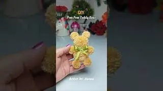 DIY Yarn Pompom Teddy Bear 😍 #trending #handmade #craft #diy #shorts #teddy #woolencraft #viralshort